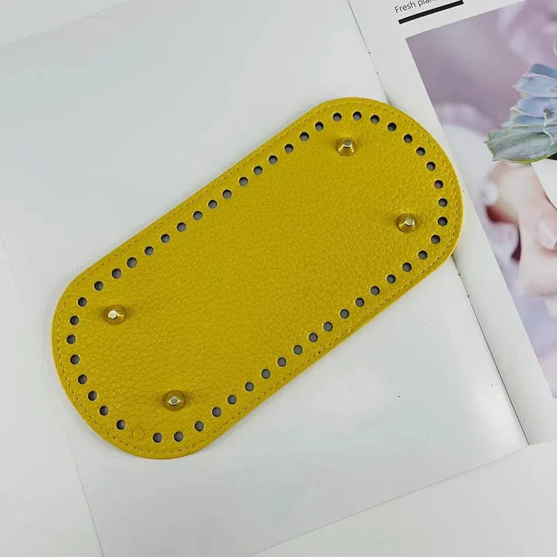 29.5*10cm Handmade Oval Bottom for Knitted Bag PU leather Pad Handcraft Bag Base With holes DIY Crochet Bag Bottom accessories