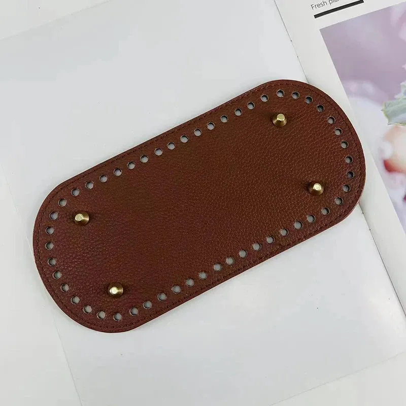 29.5*10cm Handmade Oval Bottom for Knitted Bag PU leather Pad Handcraft Bag Base With holes DIY Crochet Bag Bottom accessories