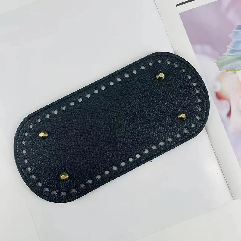 29.5*10cm Handmade Oval Bottom for Knitted Bag PU leather Pad Handcraft Bag Base With holes DIY Crochet Bag Bottom accessories