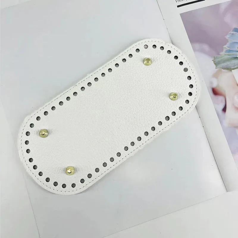 29.5*10cm Handmade Oval Bottom for Knitted Bag PU leather Pad Handcraft Bag Base With holes DIY Crochet Bag Bottom accessories