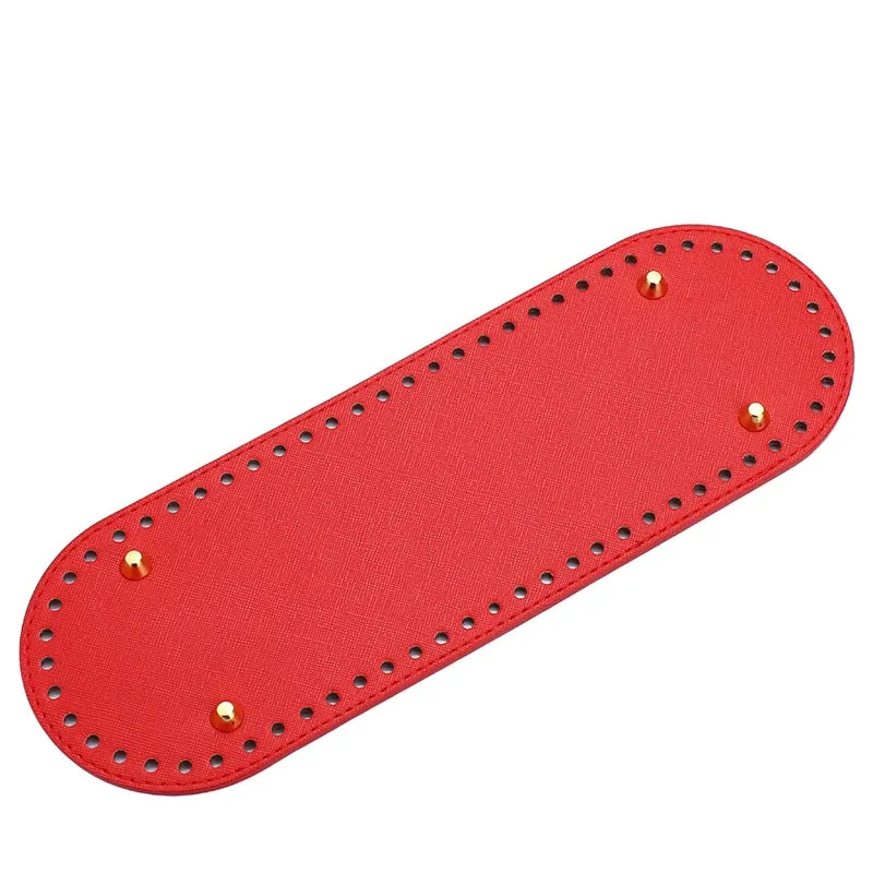 29.5*10cm Handmade Oval Bottom for Knitted Bag PU leather Pad Handcraft Bag Base With holes DIY Crochet Bag Bottom accessories