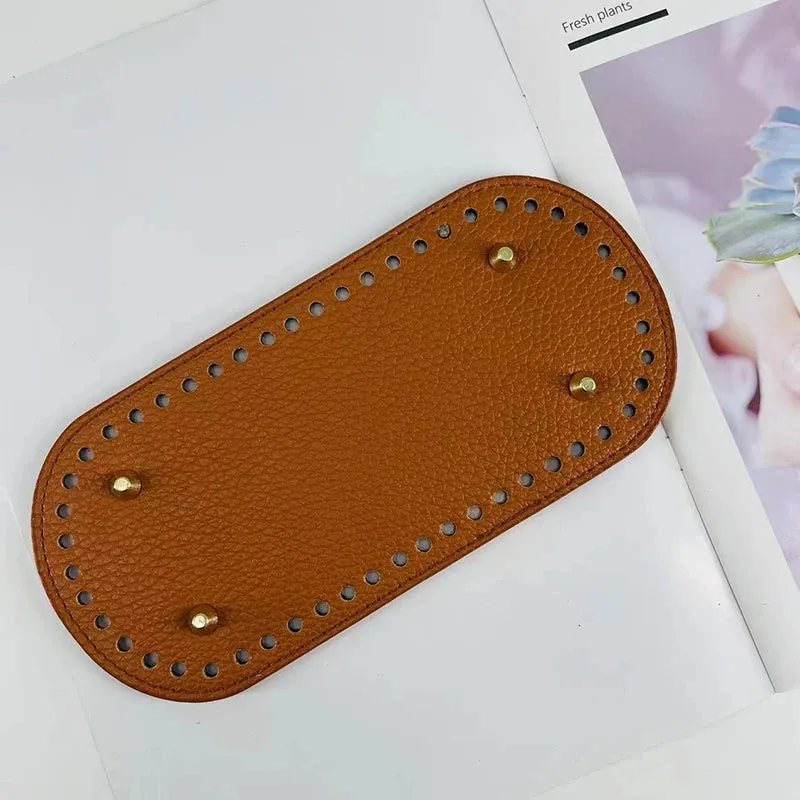 29.5*10cm Handmade Oval Bottom for Knitted Bag PU leather Pad Handcraft Bag Base With holes DIY Crochet Bag Bottom accessories
