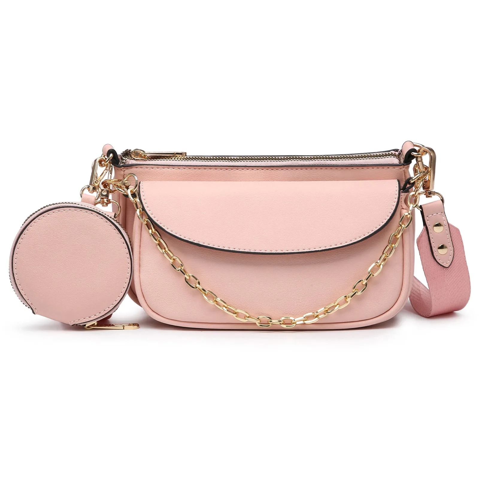 3-in-1 Messenger Crossbody Shoulder Bag with Mini Coin purse pouch