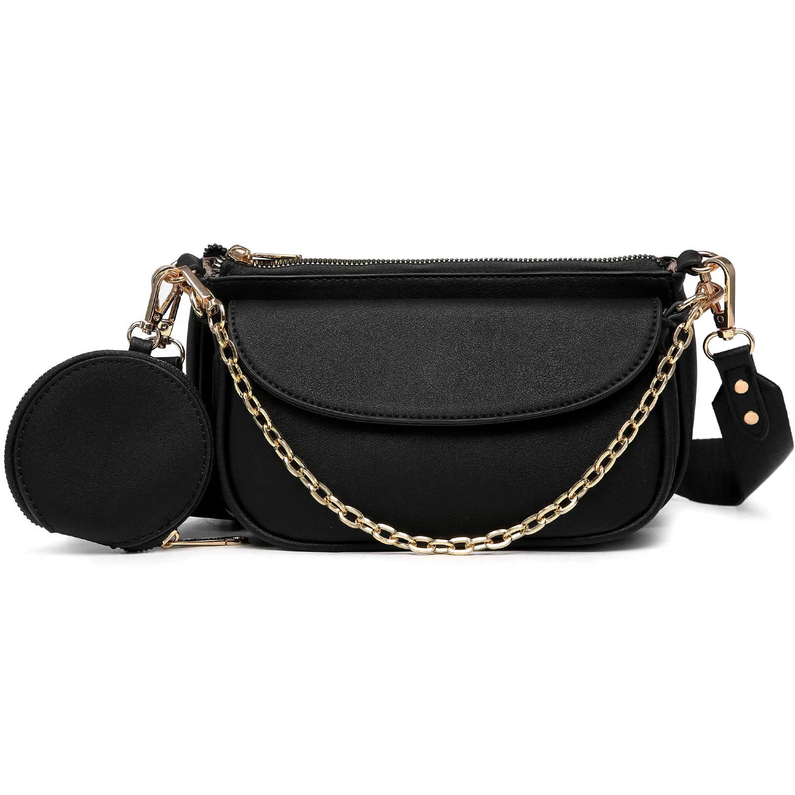 3-in-1 Messenger Crossbody Shoulder Bag with Mini Coin purse pouch