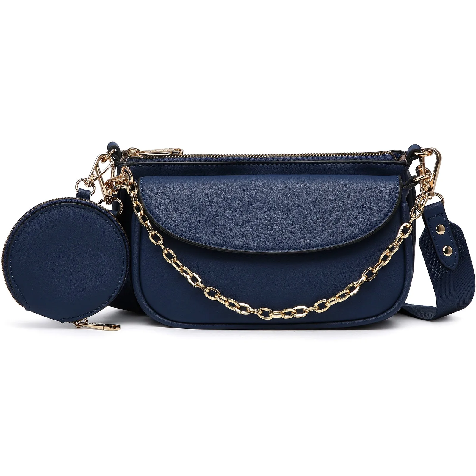 3-in-1 Messenger Crossbody Shoulder Bag with Mini Coin purse pouch