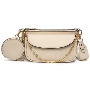 3-in-1 Messenger Crossbody Shoulder Bag with Mini Coin purse pouch
