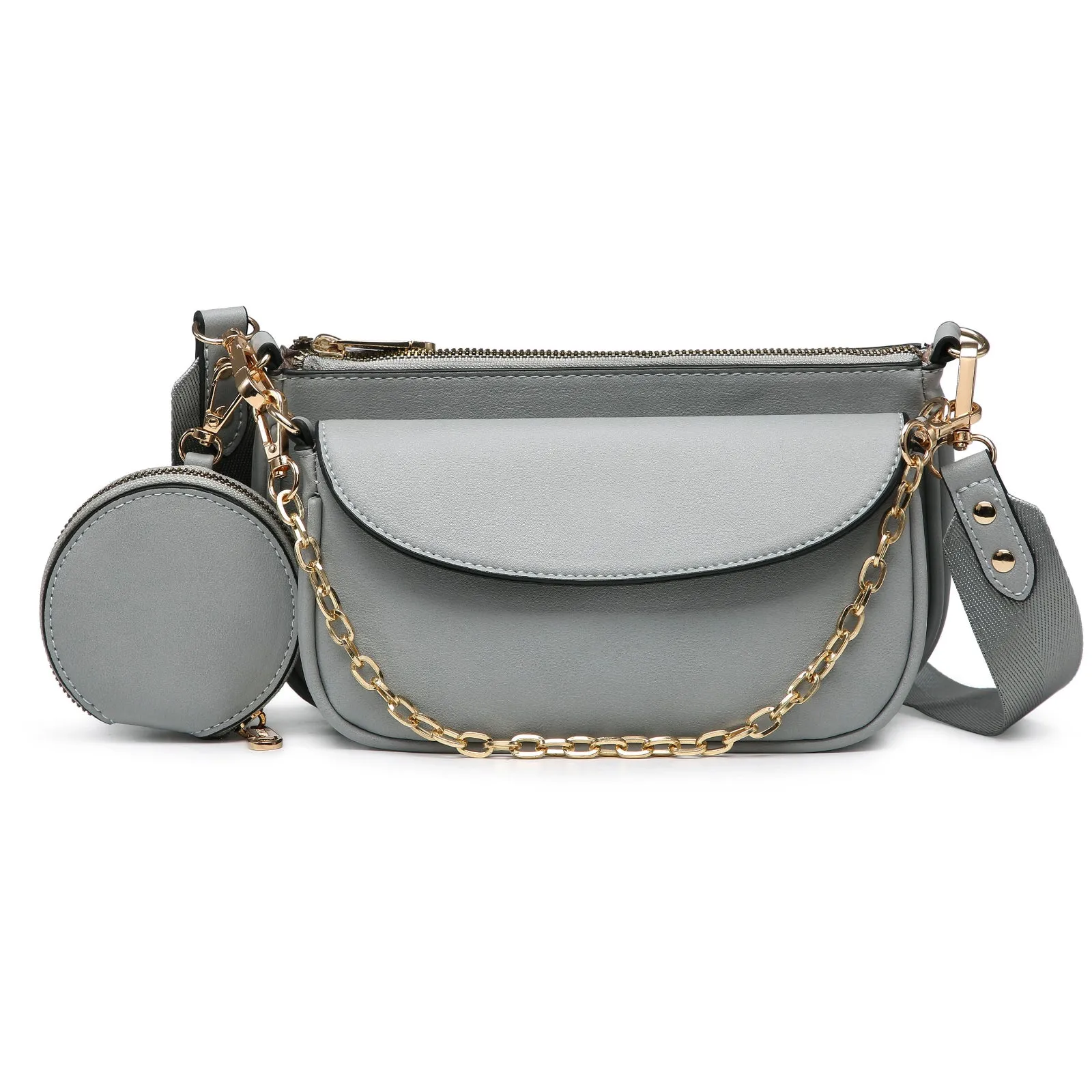 3-in-1 Messenger Crossbody Shoulder Bag with Mini Coin purse pouch