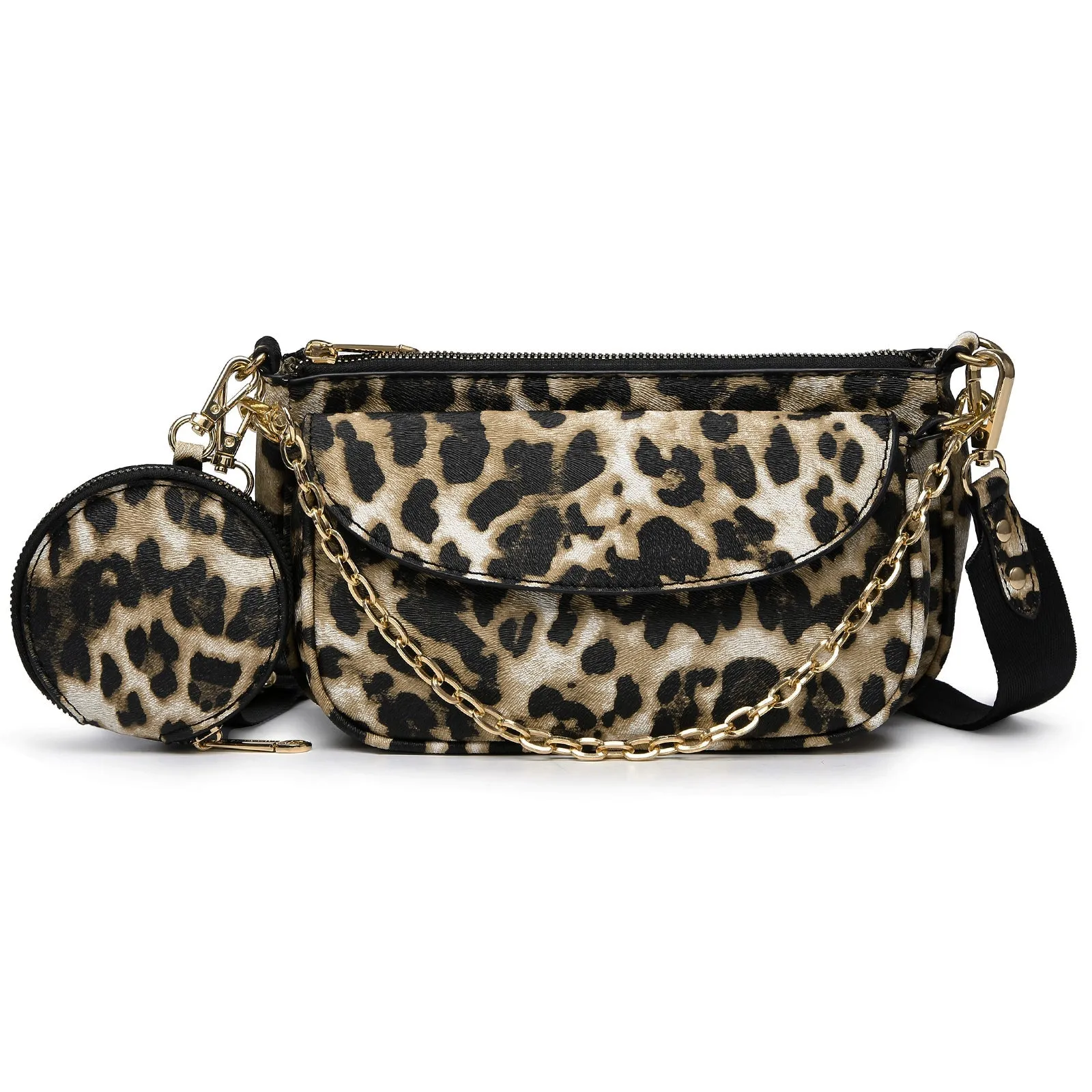 3-in-1 Messenger Crossbody Shoulder Bag with Mini Coin purse pouch