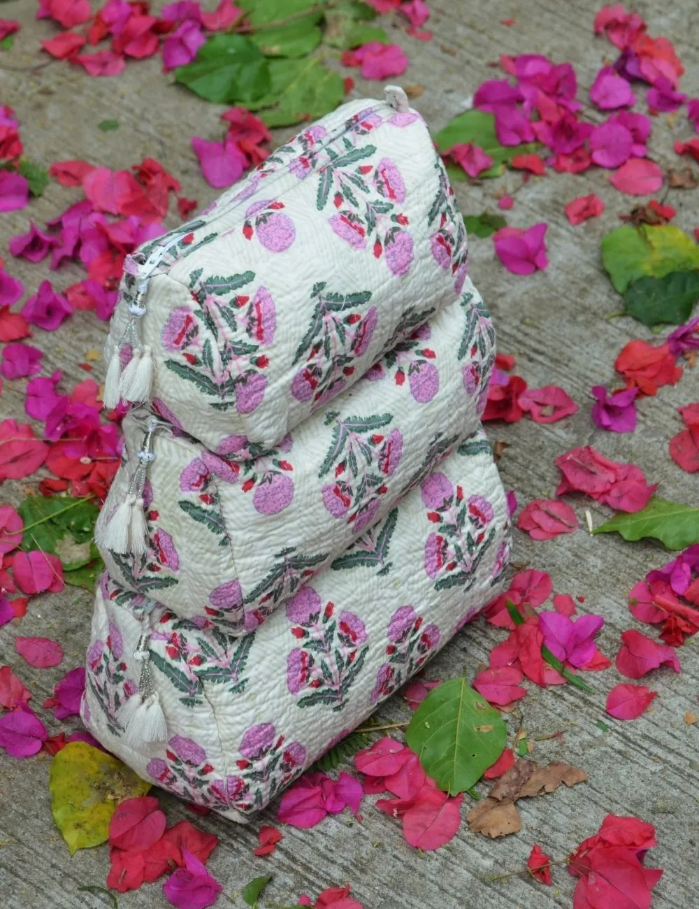 3 Pcs Quilted Makeup Toiletry Bag Women Storage Pouch
