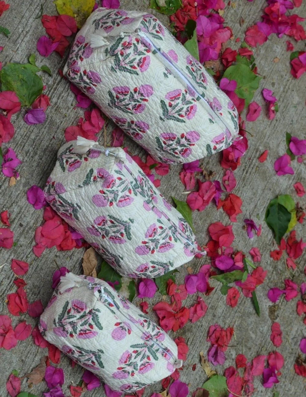 3 Pcs Quilted Makeup Toiletry Bag Women Storage Pouch