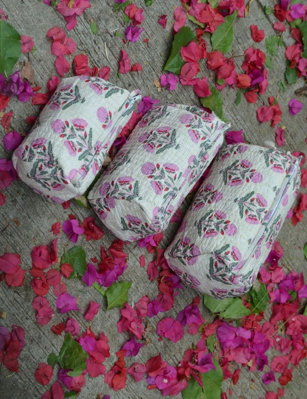 3 Pcs Quilted Makeup Toiletry Bag Women Storage Pouch