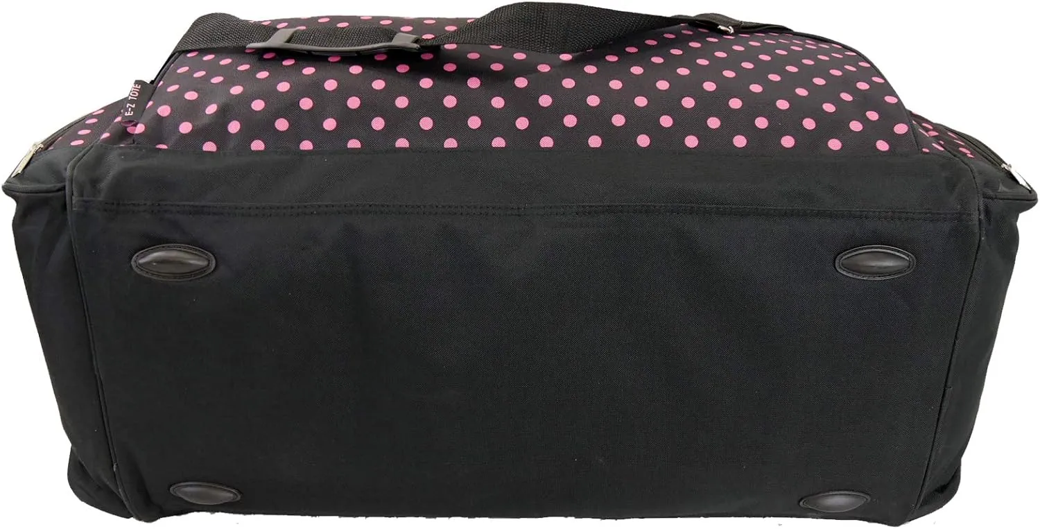 30 Inch Light-Weight Fashionable Polka Dot Duffel Bag in 3 Colors (30 Inch, Black with Pink Dot), 01030PD BP