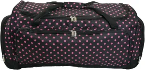 30 Inch Light-Weight Fashionable Polka Dot Duffel Bag in 3 Colors (30 Inch, Black with Pink Dot), 01030PD BP