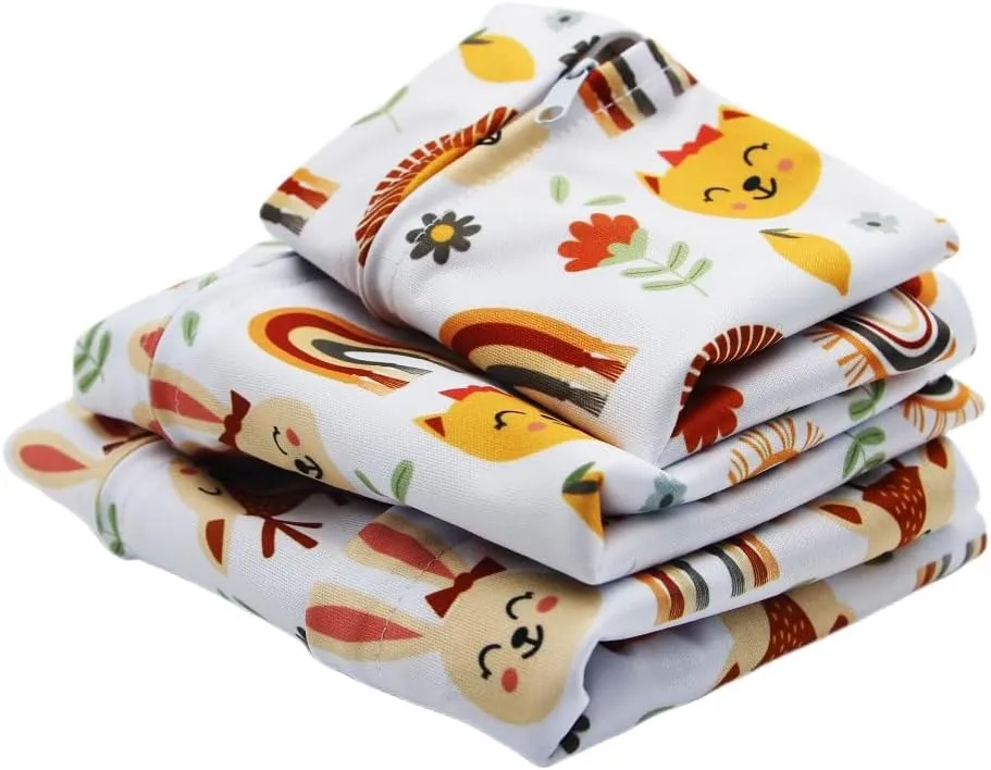 3pcs Cloth Diaper Wet Dry Bags Waterproof Reusable with Two Zippered Pockets Travel Beach Pool Daycare Soiled Baby Items Yoga Gym Bag for Swimsuits or Wet Clothes (rainbow fox)