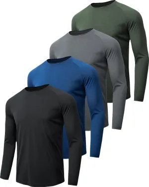 4-7 Pack Long Sleeve Shirts for Men Quick Dry Moisture Wicking Mens Long Sleeve Tee Shirts Workout T Shirts