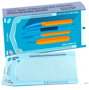 400P 5.25" X 10" Self Sterilization Pouches for Dental Offices, Autoclave Pouch, 20Boxes (5.25"X 10")
