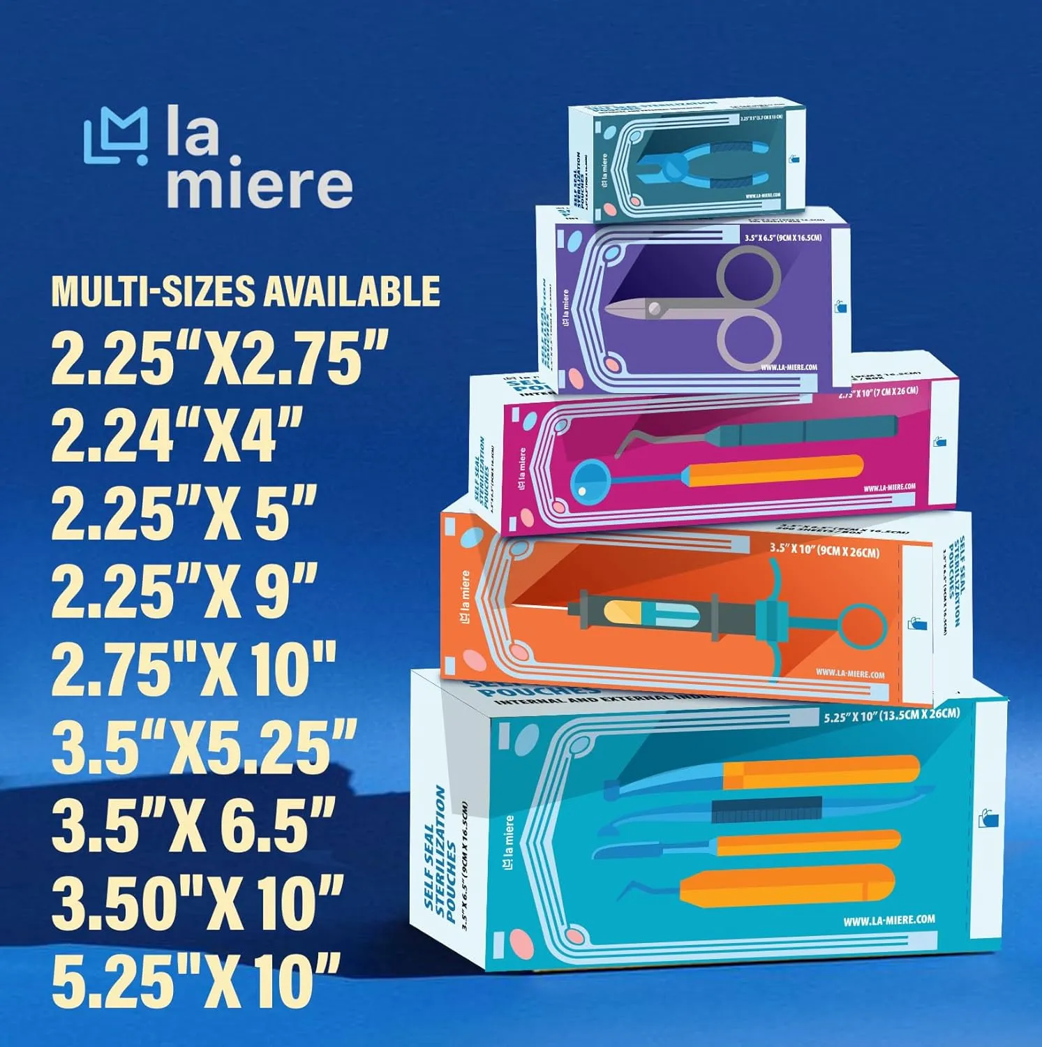 400P 5.25" X 10" Self Sterilization Pouches for Dental Offices, Autoclave Pouch, 20Boxes (5.25"X 10")