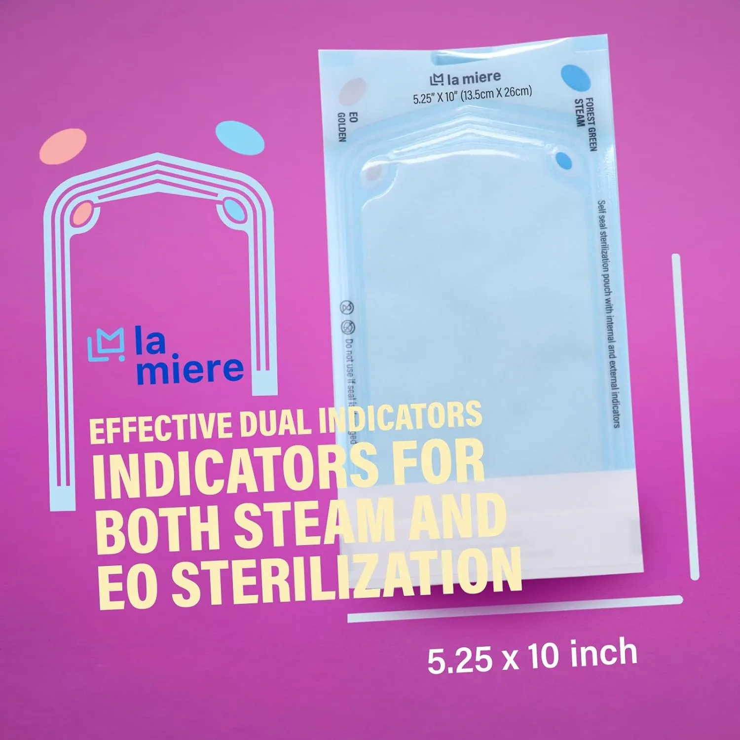 400P 5.25" X 10" Self Sterilization Pouches for Dental Offices, Autoclave Pouch, 20Boxes (5.25"X 10")