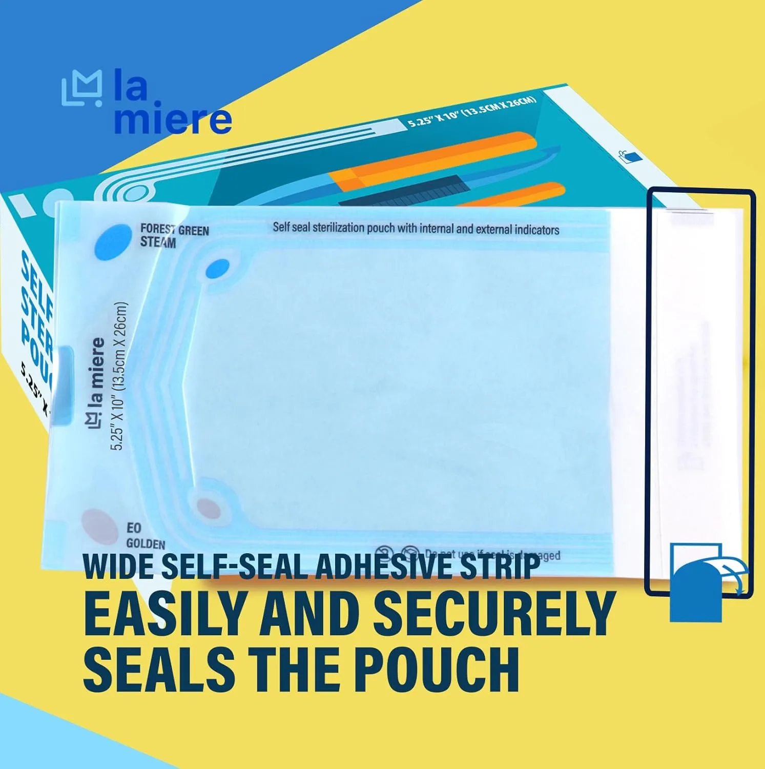 400P 5.25" X 10" Self Sterilization Pouches for Dental Offices, Autoclave Pouch, 20Boxes (5.25"X 10")