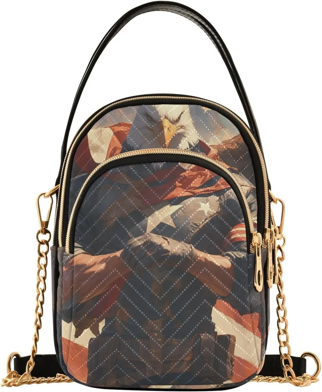 4th Of July Independence Day White Warrior Bird trendy crossbody sling bags with multi pockets hand bags for women birthday gifts for women