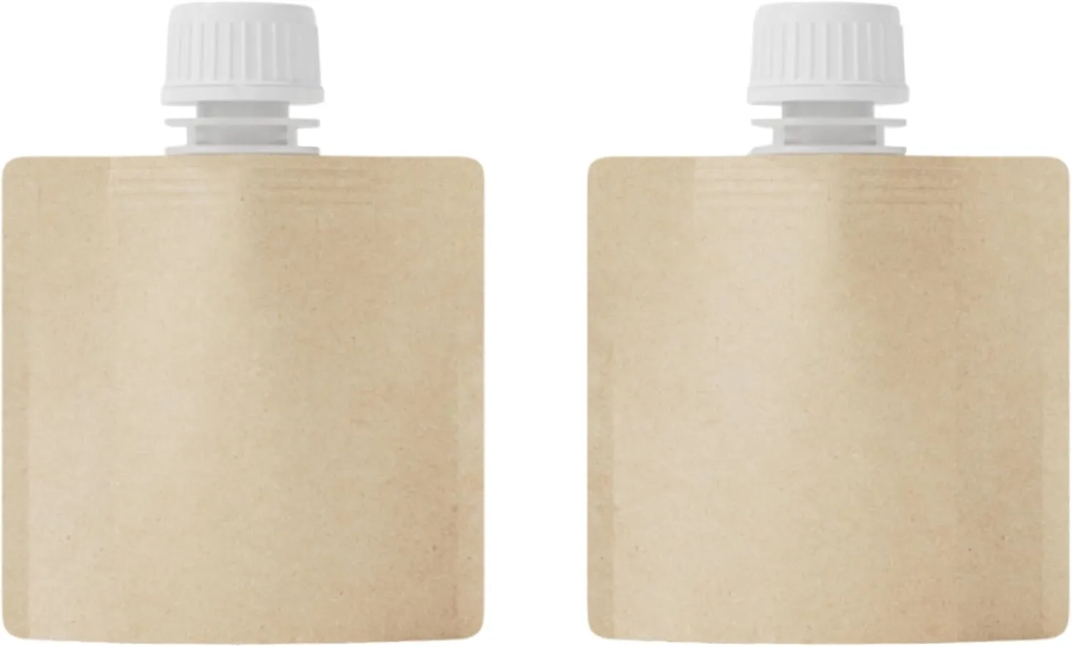 50 Packs Brown Kraft Travel Pouch Leak Proof Containers with Screw Twist Cap for Liquid, Drinking Flasks (1.01 oz)