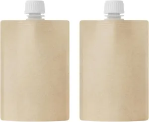 50 Packs Brown Kraft Travel Pouch Leak Proof Containers with Screw Twist Cap for Liquid, Drinking Flasks (3.38 oz)