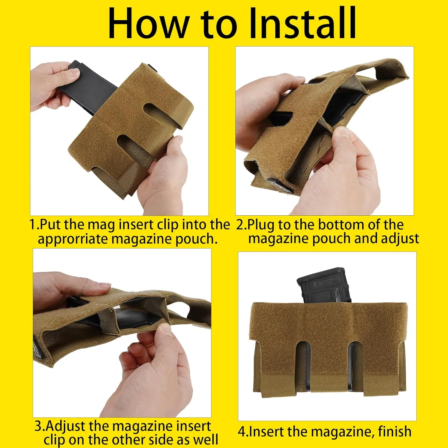 5.56 & 7.62 M4 Mag Holder Insert, Nylon Tactical Magazine Insert with Wedge Design for Secure Fit in Magazine Pouches, Durable Tactical Gear Accessory