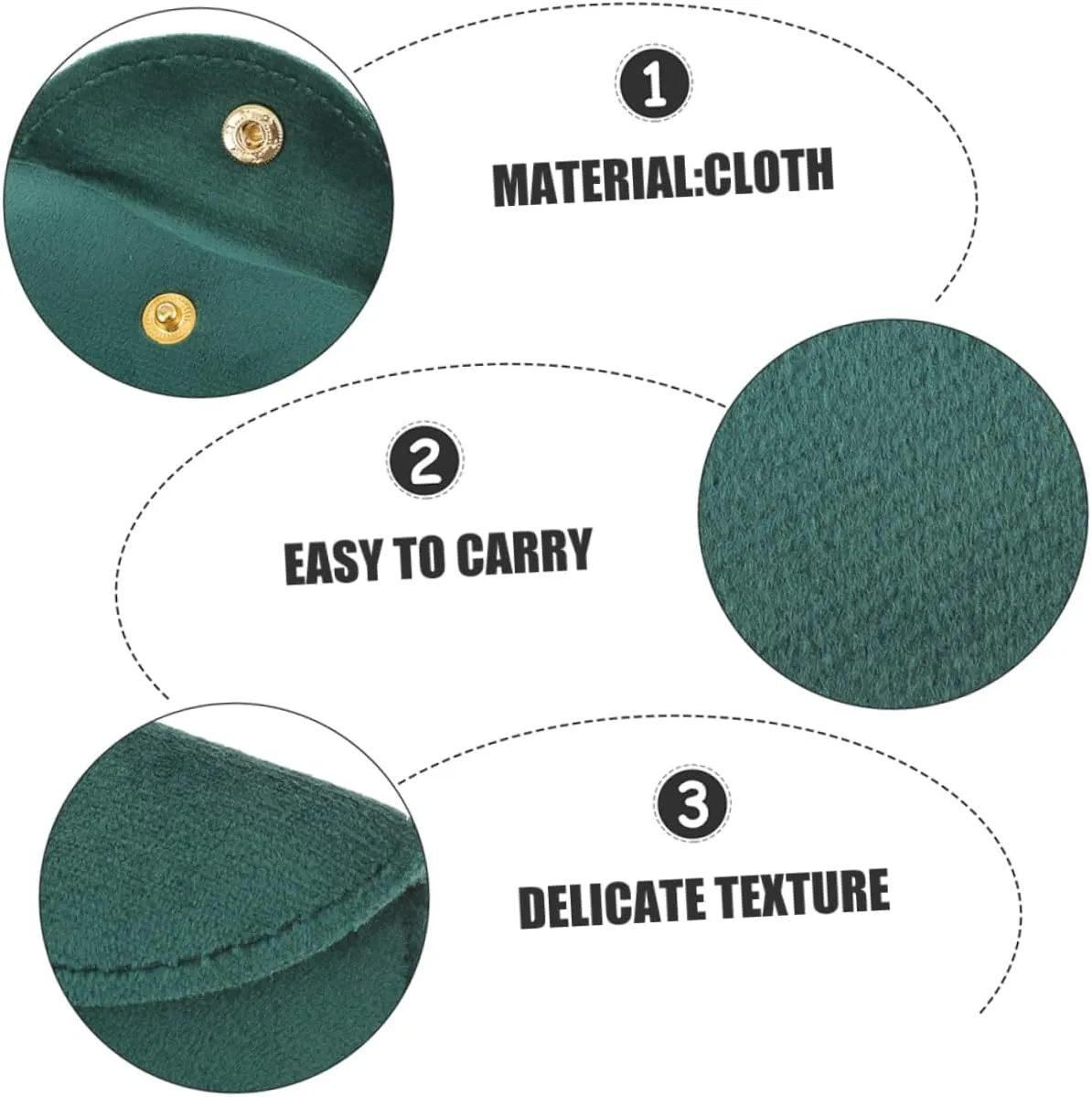 5sets Soft Fabric Watch Storage Pouch Dual-sided Watch Bag with Snap Closure Travel Jewelry Case for Men Women 10pcs*5