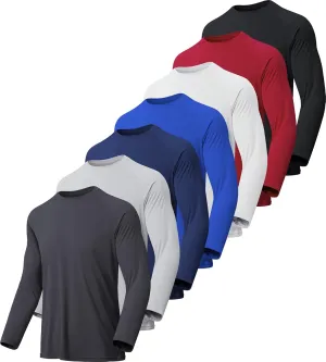 7 Pack Long Sleeve Shirts for Men UPF 50  UV Sun Protection Quick Dry Moisture Wicking Workout Tee Shirts