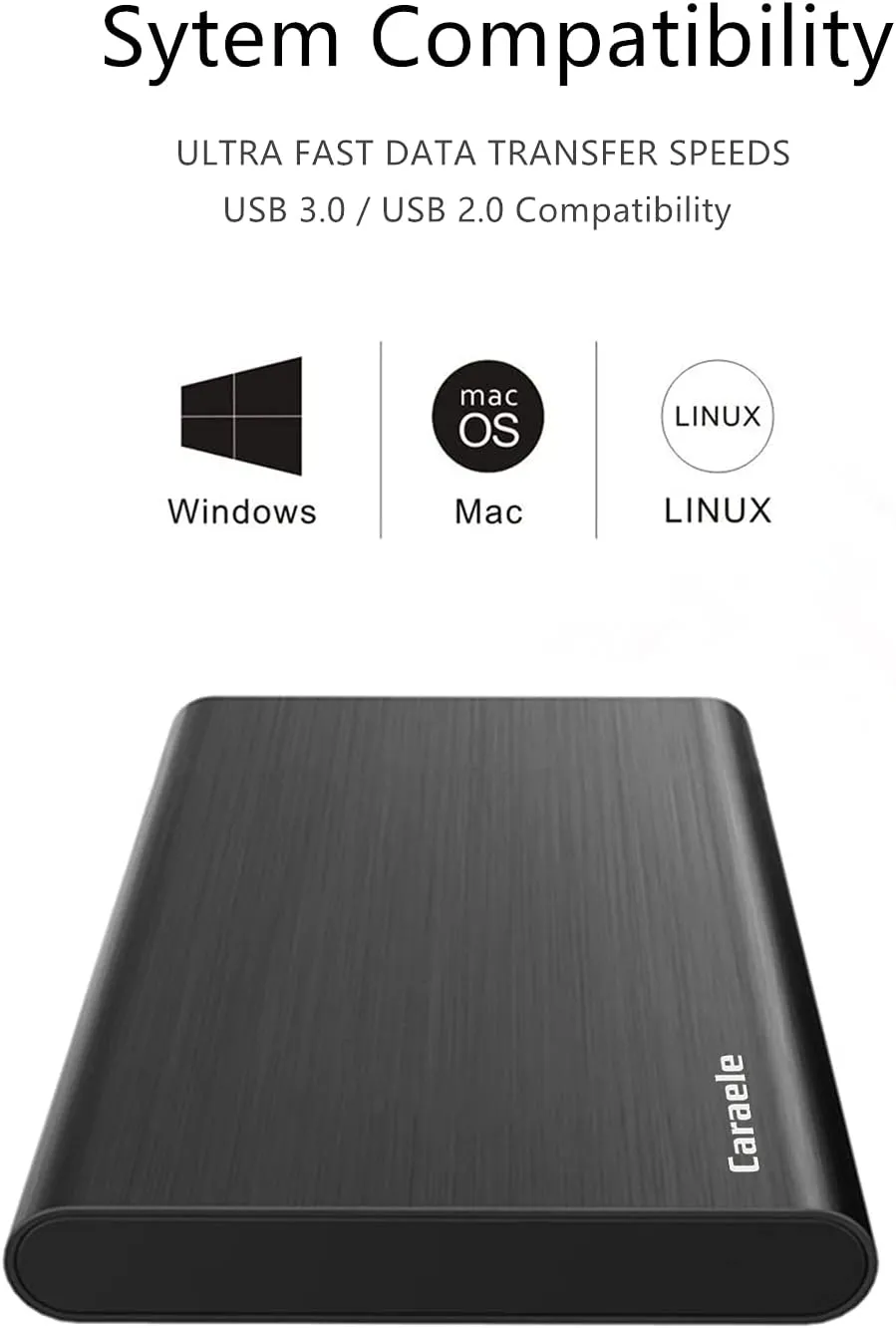 750GB Ultra Slim Portable External Hard Drive USB3.0 HDD Storage Compatible for PC, Desktop, Laptop, MacBook, Chromebook, Xbox One, Xbox 360, PS4 (Black)