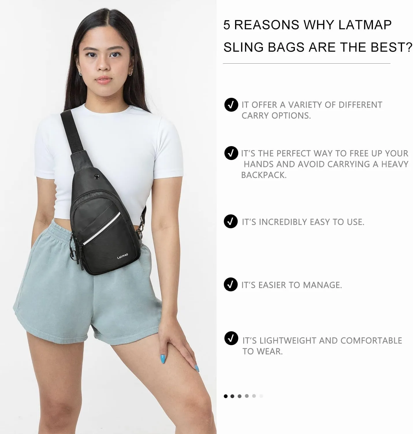 7L Sling Bag For Women Men Backpack Fanny Pack Crossbody Chest Travel Shoulder Belt Bags Purse Handbag PU Leather