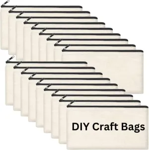 8.3x4.7"Blank DIY Craft Bag Canvas Pencil Case/Pouch-Canvas Makeup Bags Bulk-Canvas Pouch With Zipper Bulk Cosmetic Bag Multi Purpose Travel Toiletry Canvas Zipper Pouch for Stationary Storage