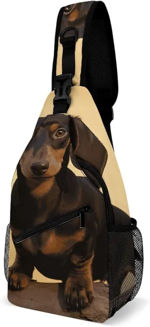 A Cute Dachshund Crossbody Sling Bag for Men Hiking Backpack Travel Chest Bag Man Purse Shoulder Bags Daypack