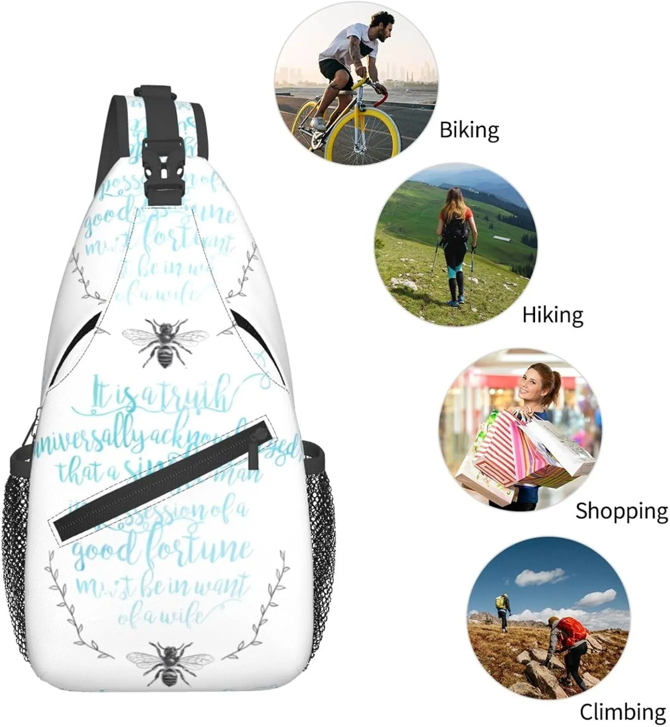 A Truth Universally Acknowledged Chest Sling Bag Crossbody Shoulder Backpack Bag Gym Cycling Daypack Travel Hiking Cross Bag