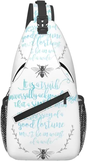 A Truth Universally Acknowledged Chest Sling Bag Crossbody Shoulder Backpack Bag Gym Cycling Daypack Travel Hiking Cross Bag