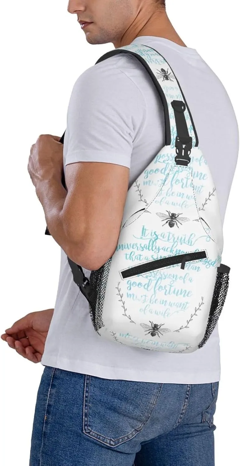 A Truth Universally Acknowledged Chest Sling Bag Crossbody Shoulder Backpack Bag Gym Cycling Daypack Travel Hiking Cross Bag
