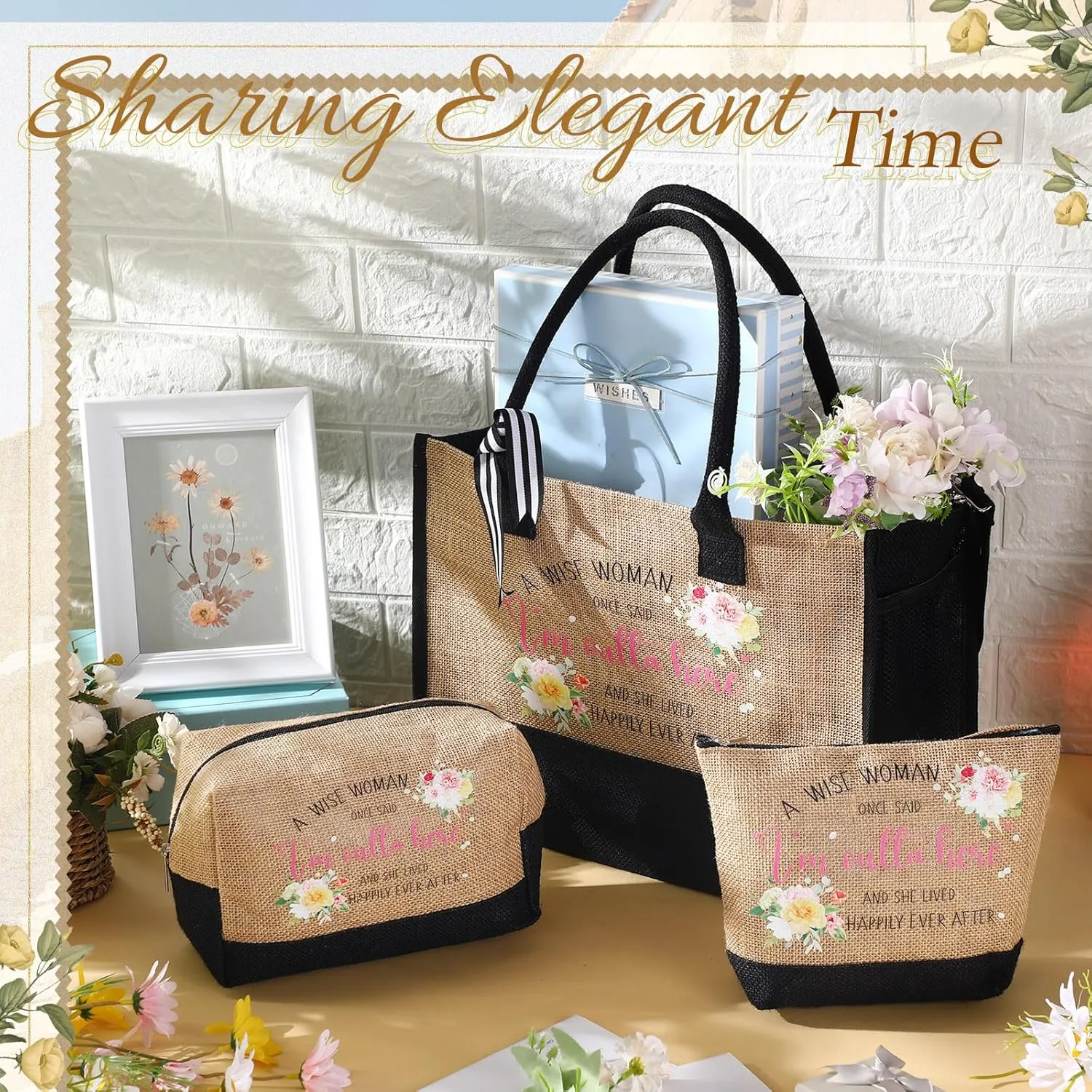 Abbylike 3 Pcs Retirement Gifts for Women 2025 Happy Retired Canvas Tote Makeup Bags Gift for Retirees Coworker