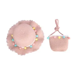 Adkidz Summer beach Hat and Mini Straw Crossbody Bag