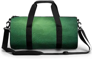 Aesthetic Sports Bag for Women Green Curve Texture Printed Duffle Travel Bag for Men Women Mini Workout Bags Cylindrical Gym Bag