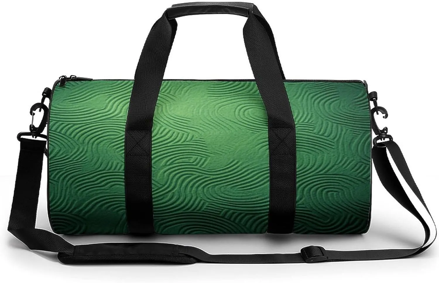 Aesthetic Sports Bag for Women Green Curve Texture Printed Duffle Travel Bag for Men Women Mini Workout Bags Cylindrical Gym Bag
