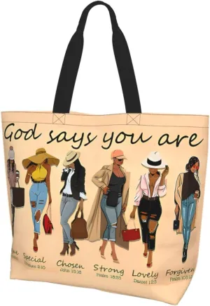 African American Women Tote Bag Black Queen Girl Shoulder Handbag Inspirational Casual Shoulder Bag