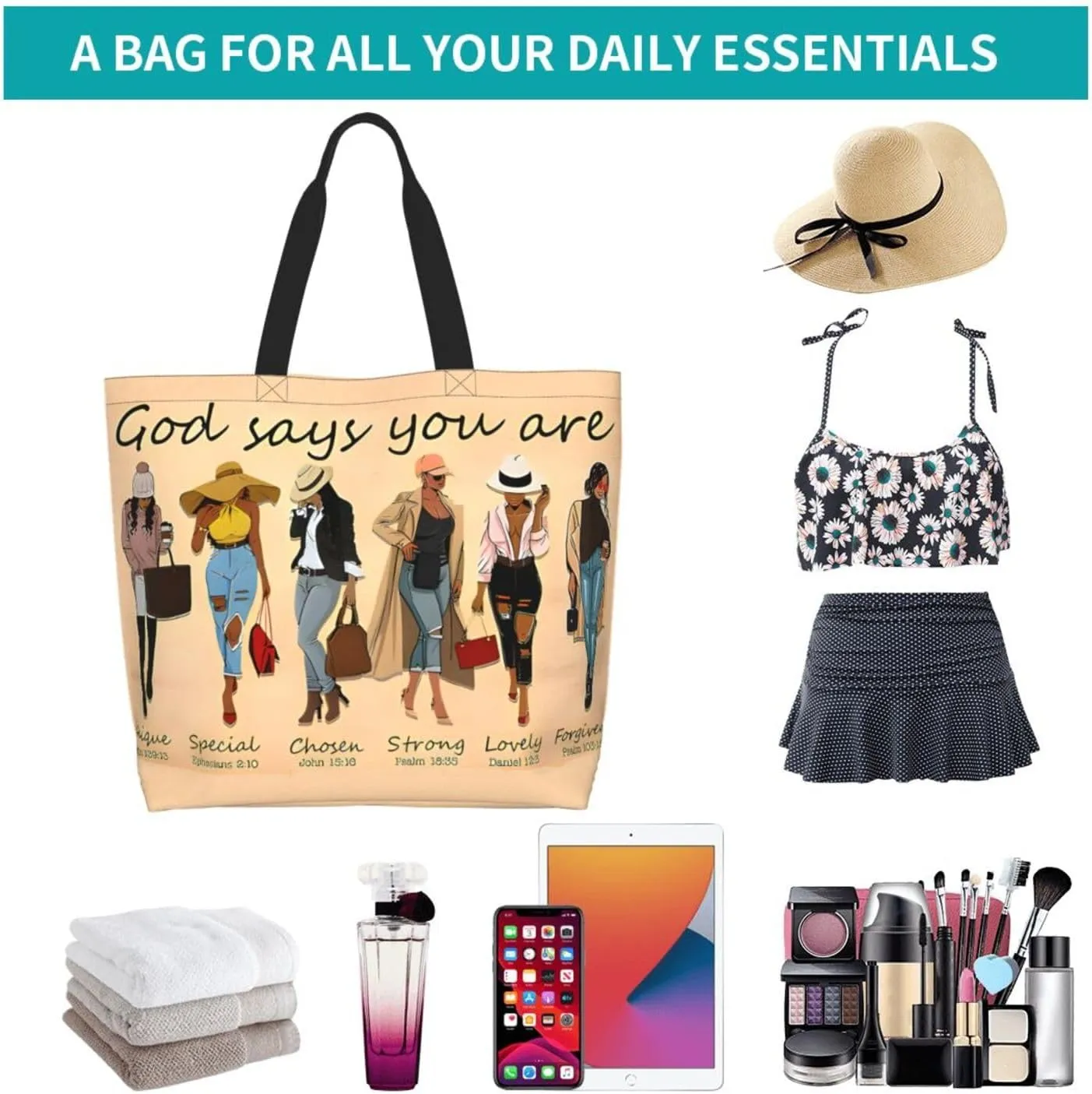 African American Women Tote Bag Black Queen Girl Shoulder Handbag Inspirational Casual Shoulder Bag