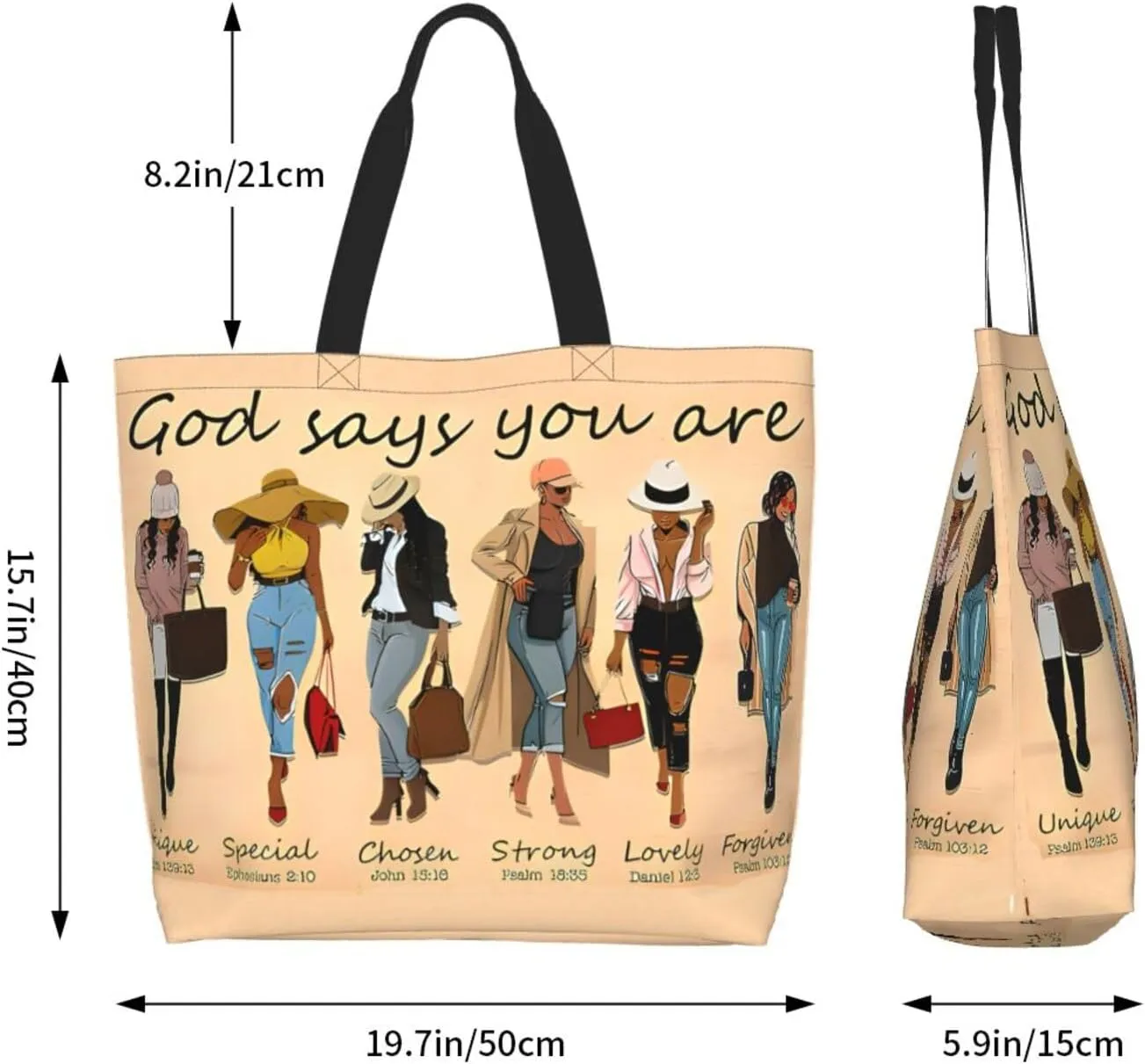 African American Women Tote Bag Black Queen Girl Shoulder Handbag Inspirational Casual Shoulder Bag