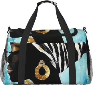 African Woman Colorful Travel Duffel Bag Tote Bag Sports Gym Bag For Women And Men