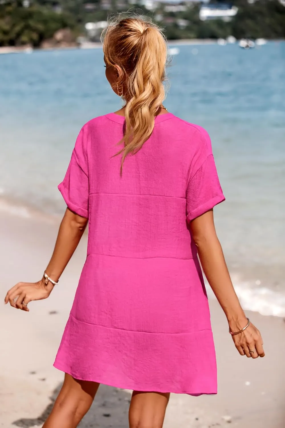 AI'MAGE Women's Swimsuit Coverups Bikini Beach Swimwear Cover Up A-line Bathing Suit Cover Up Dress with Pockets