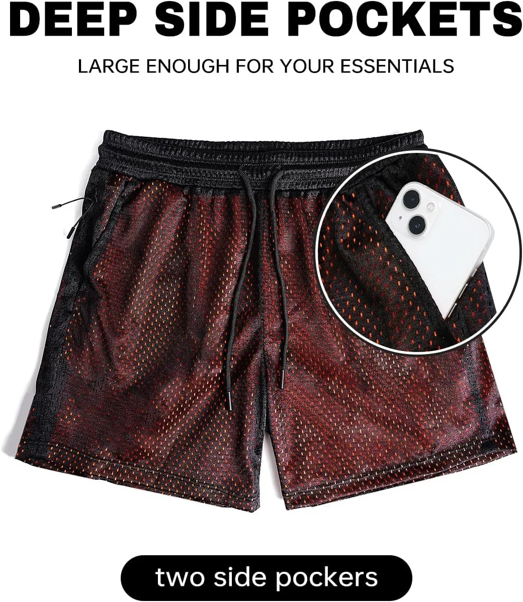 AIMPACT Mens Mesh Shorts Breathable Double Layer Fabric 6 Inch Basketball Sportswear Lounge Shorts