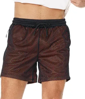 AIMPACT Mens Mesh Shorts Breathable Double Layer Fabric 6 Inch Basketball Sportswear Lounge Shorts