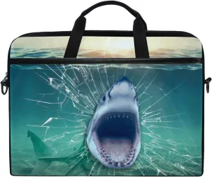 ALAZA Abstract Underwater Big Mouth Shark 15 inch Laptop Case Shoulder Bag Crossbody Briefcase for Women Men Girls Boys with Shoulder Strap Handle, Back to School Gifts