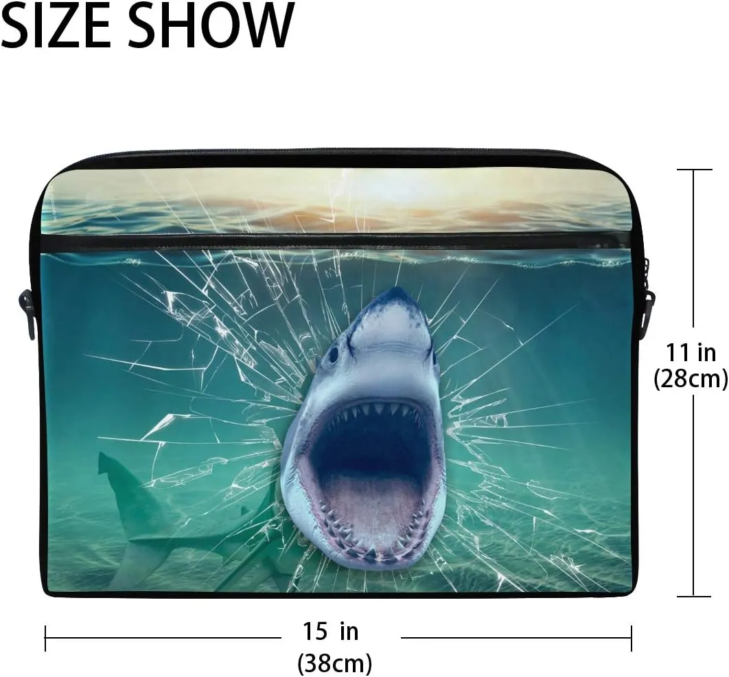 ALAZA Abstract Underwater Big Mouth Shark 15 inch Laptop Case Shoulder Bag Crossbody Briefcase for Women Men Girls Boys with Shoulder Strap Handle, Back to School Gifts
