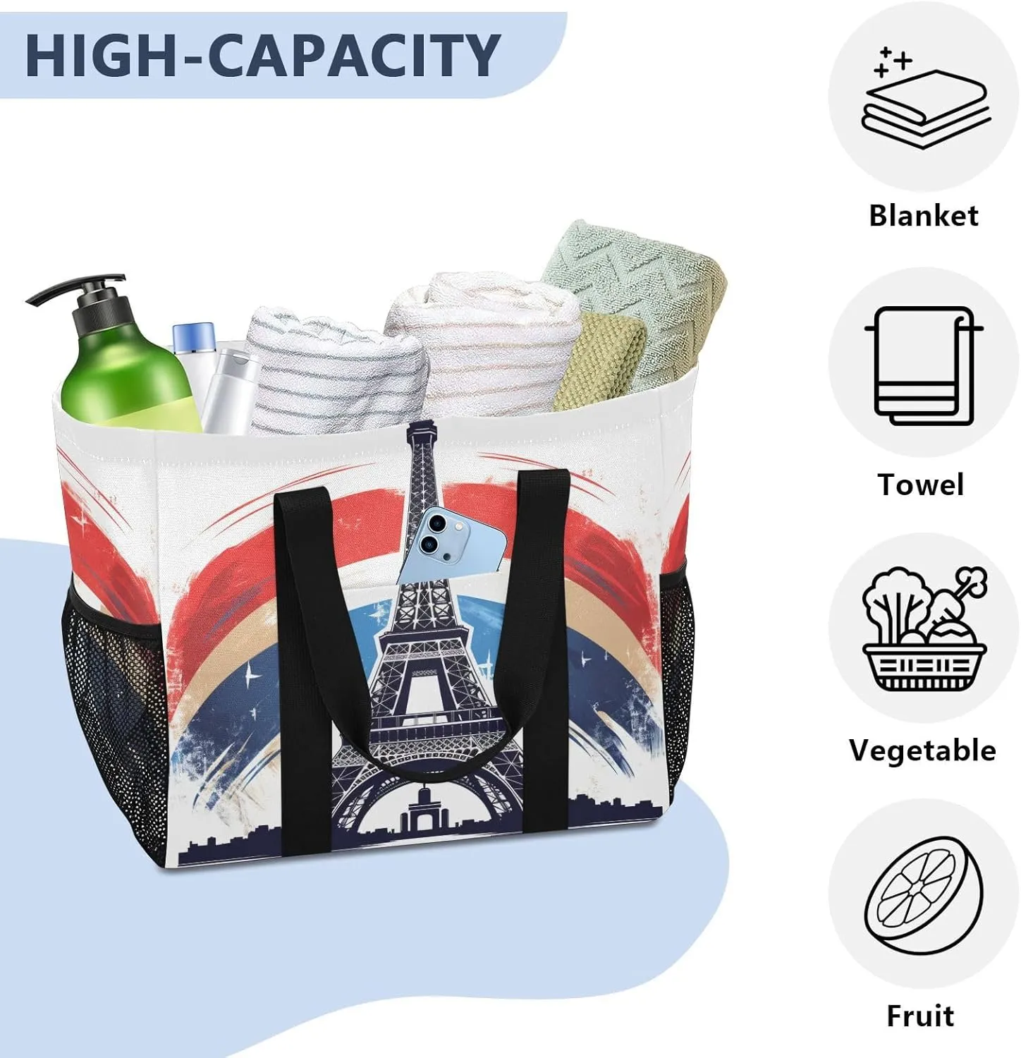 ALAZA Blooming Sunflowers Blue Sky Blue Butterflies Waterproof Beach Tote Bags
